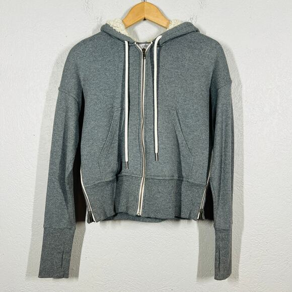 Cabi Fleece Lined Jacket Zip Side Long Sleeve Sweatshirt Full Zip Hoodie Gray S - Picture 6 of 6
